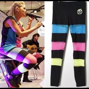 Rita Ora super girl mesh color block leggings.